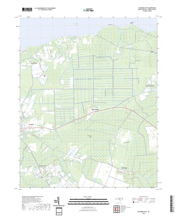 Columbia East, NC — USGS 7.5-minute topo (2022)