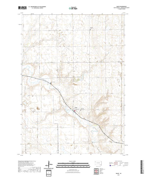 Dante, SD — USGS 7.5-minute topo (2021)