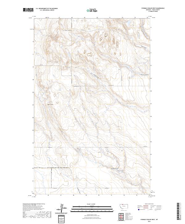 Fivemile Coulee West, MT — USGS 7.5-minute topo (2024)