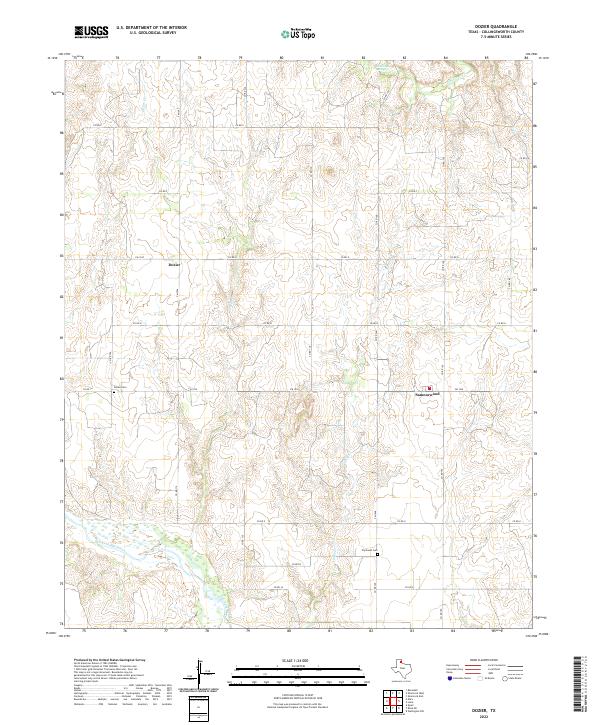 Dozier, TX — USGS 7.5-minute topo (2022)