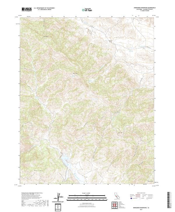 Hernandez Reservoir, CA — USGS 7.5-minute topo (2021)