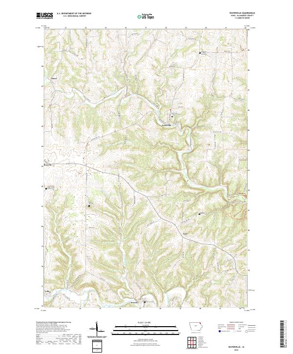 Waterville, IA — USGS 7.5-minute topo (2022)