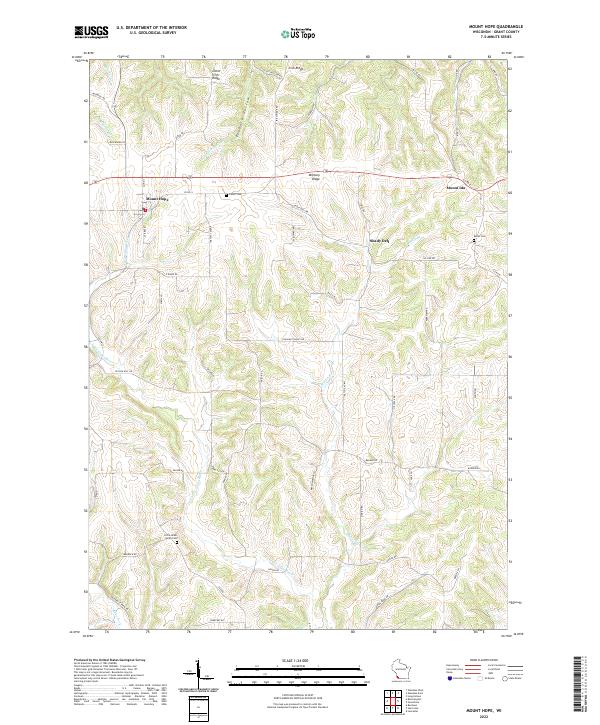Mount Hope, WI — USGS 7.5-minute topo (2022)