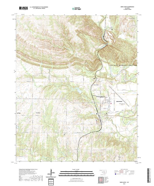 Gene Autry, OK — USGS 7.5-minute topo (2022)