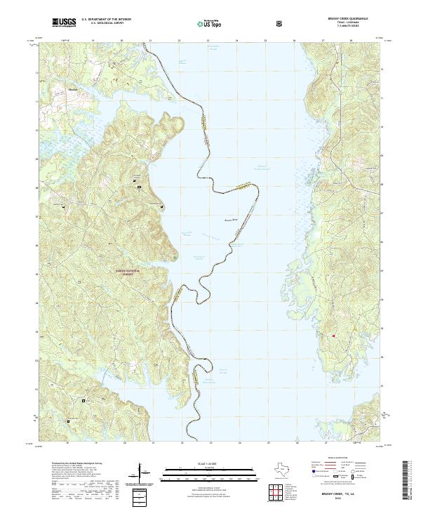 Brushy Creek, TX-LA — USGS 7.5-minute topo (2022)