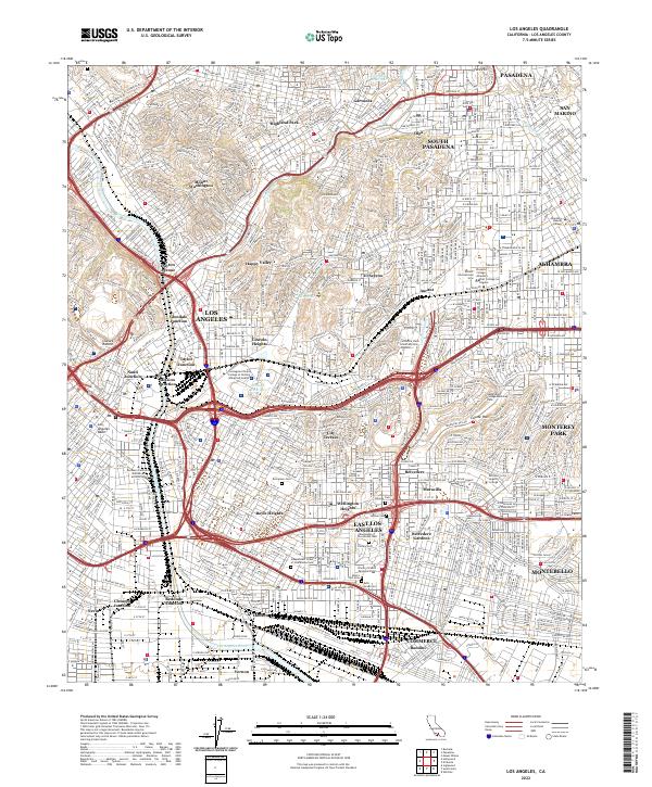 Los Angeles, CA — USGS 7.5-minute topo (2022)