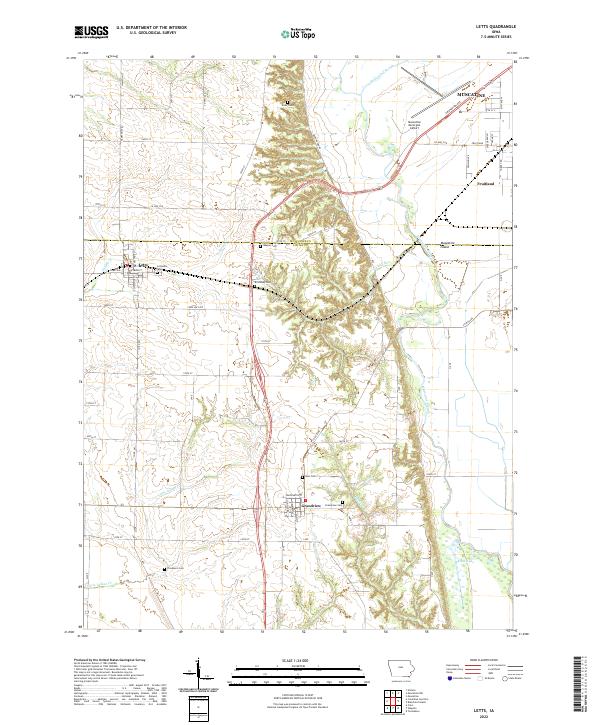 Letts, IA — USGS 7.5-minute topo (2022)