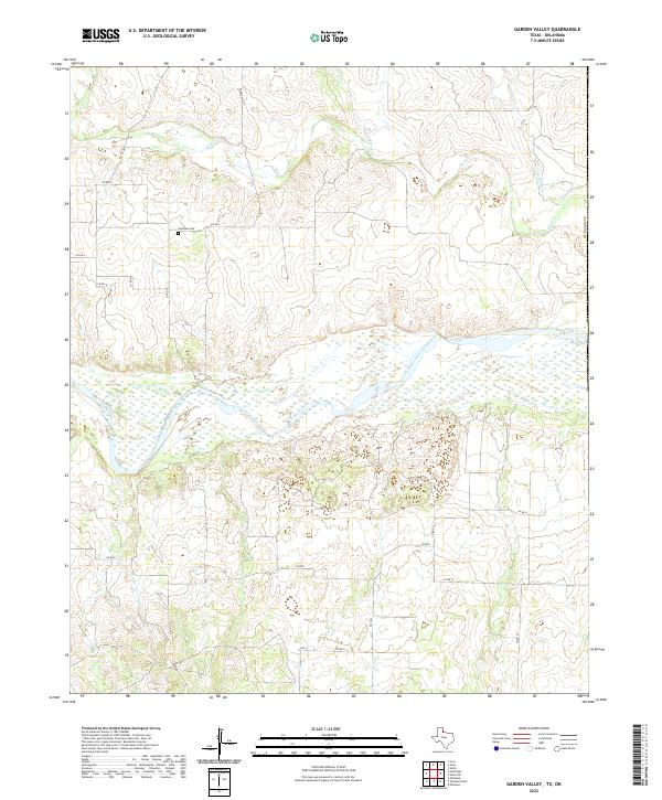 Garden Valley, TX-OK — USGS 7.5-minute topo (2022)