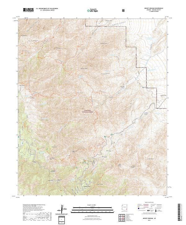 Mount Graham, AZ — USGS 7.5-minute topo (2021)