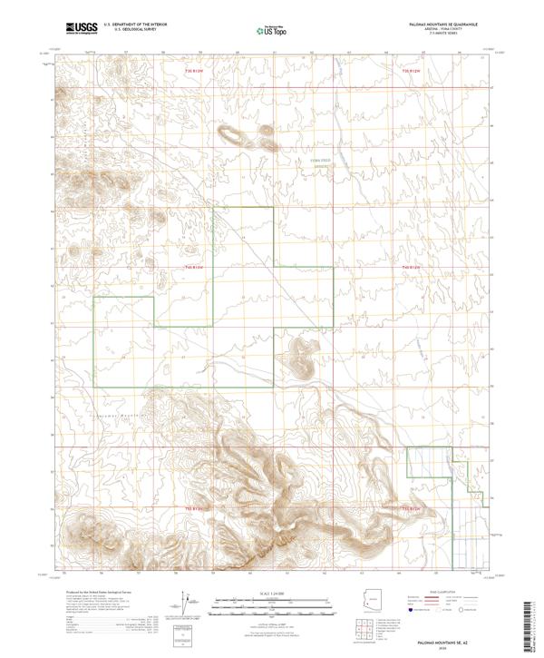 Palomas Mountains SE, AZ — USGS 7.5-minute topo (2026)