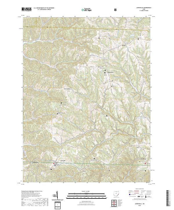 Lewisville, OH — USGS 7.5-minute topo (2023)