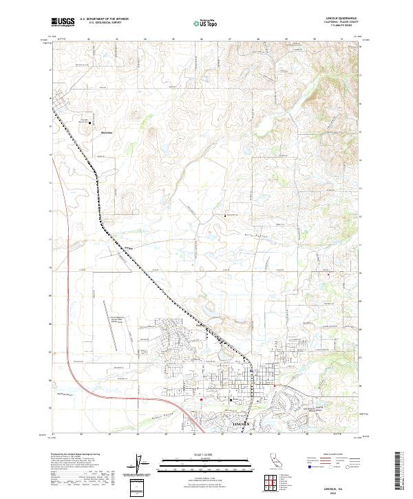 Lincoln, CA — USGS 7.5-minute topo (2022)