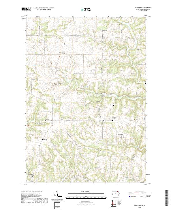 Highlandville, IA — USGS 7.5-minute topo (2022)