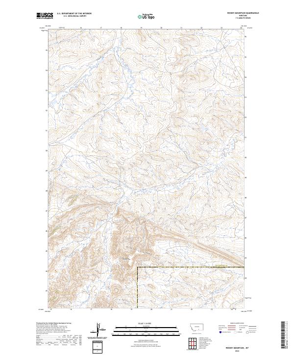 Woody Mountain, MT — USGS 7.5-minute topo (2024)