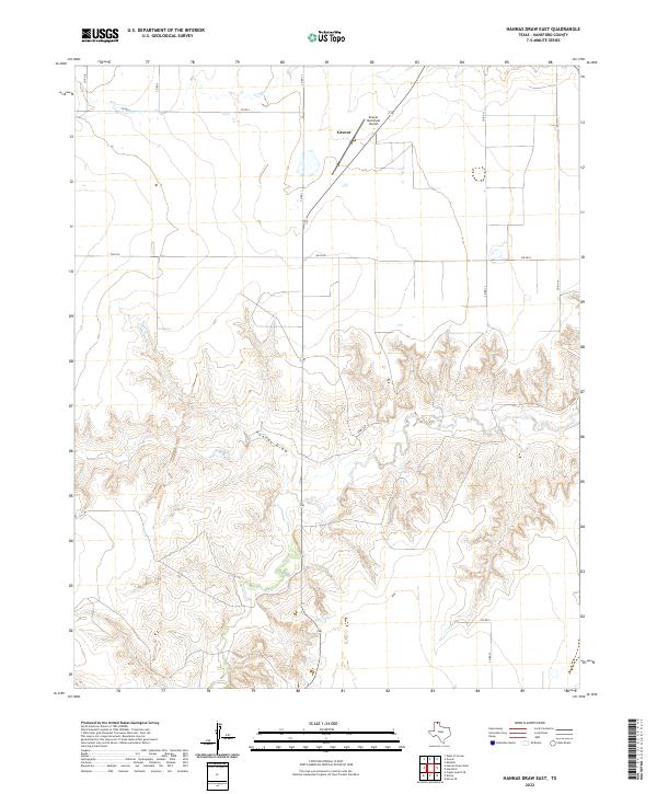 Hannas Draw East, TX — USGS 7.5-minute topo (2022)
