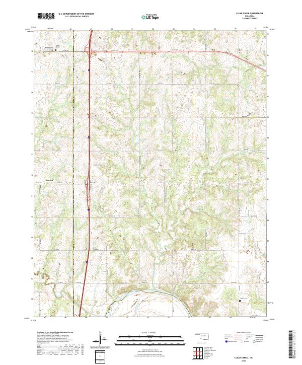 Clear Creek, OK — USGS 7.5-minute topo (2022)