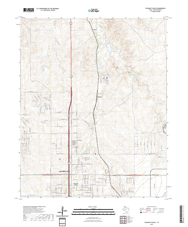 Pleasant Valley, TX — USGS 7.5-minute topo (2022)