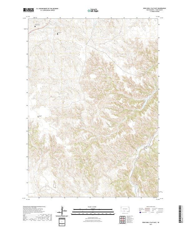 Iron Shell Flat East, SD — USGS 7.5-minute topo (2021)