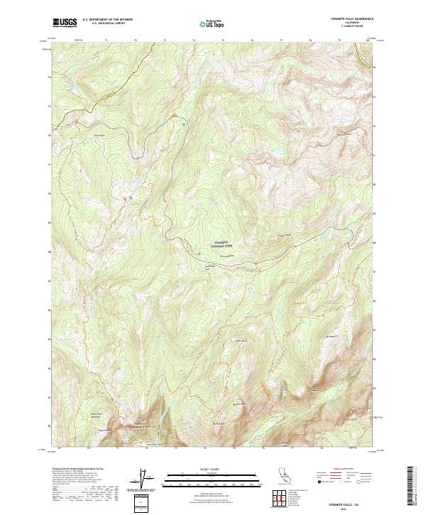 Yosemite Falls, CA — USGS 7.5-minute topo (2021)