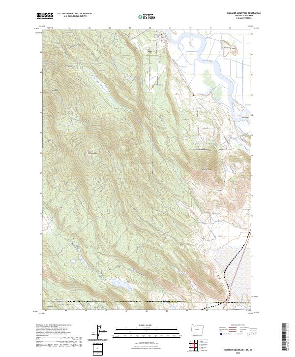 Hamaker Mountain, OR-CA — USGS 7.5-minute topo (2023)