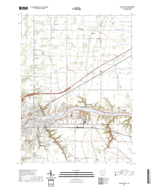 Defiance East, OH — USGS 7.5-minute topo (2023)