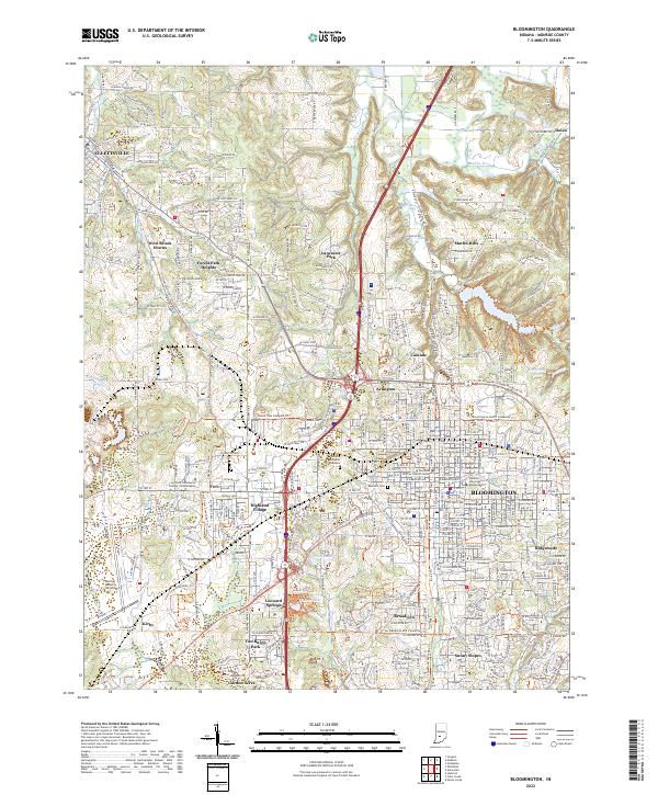 Bloomington, IN — USGS 7.5-minute topo (2022)