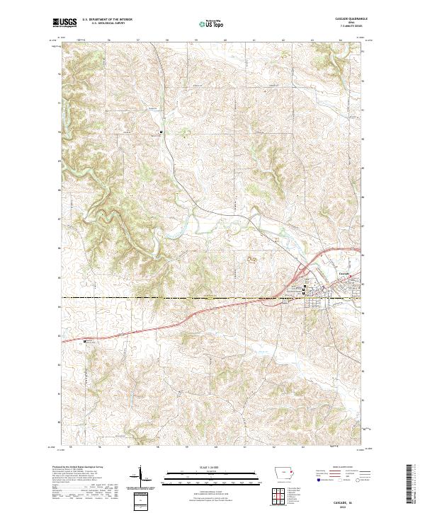 Cascade, IA — USGS 7.5-minute topo (2022)