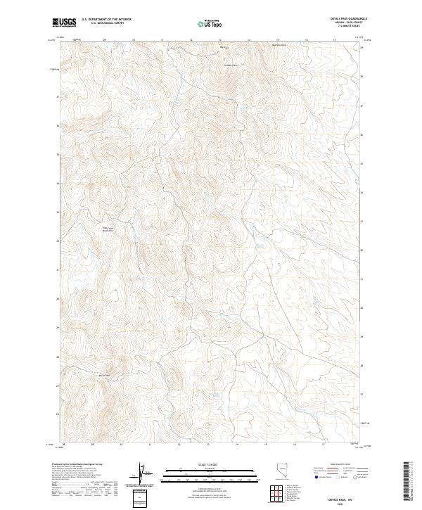 Devils Pass, NV — USGS 7.5-minute topo (2021)