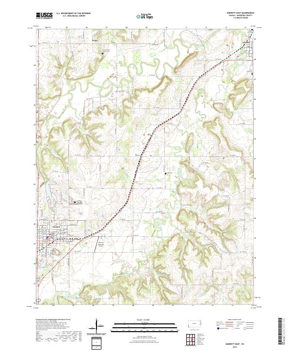 Garnett East, KS — USGS 7.5-minute topo (2022)