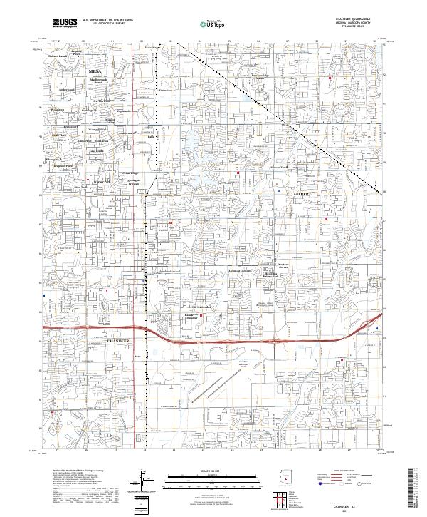 Chandler, AZ — USGS 7.5-minute topo (2021)