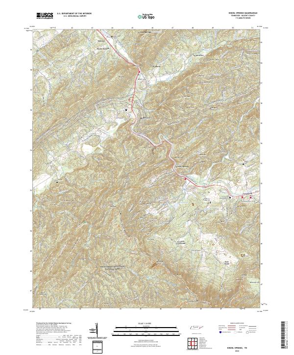 Kinzel Springs, TN — USGS 7.5-minute topo (2022)