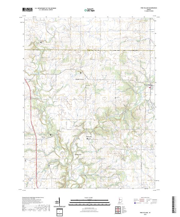 Pine Village, IN — USGS 7.5-minute topo (2022)