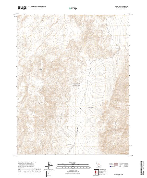 Saline Peak, CA — USGS 7.5-minute topo (2021)