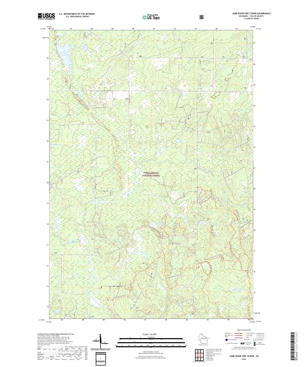 Jump River Fire Tower, WI — USGS 7.5-minute topo (2022)