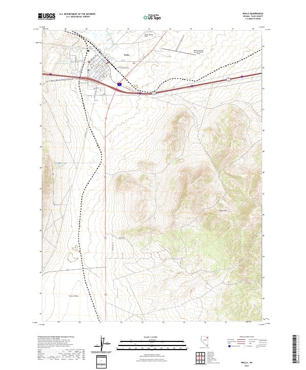 Wells, NV — USGS 7.5-minute topo (2021)