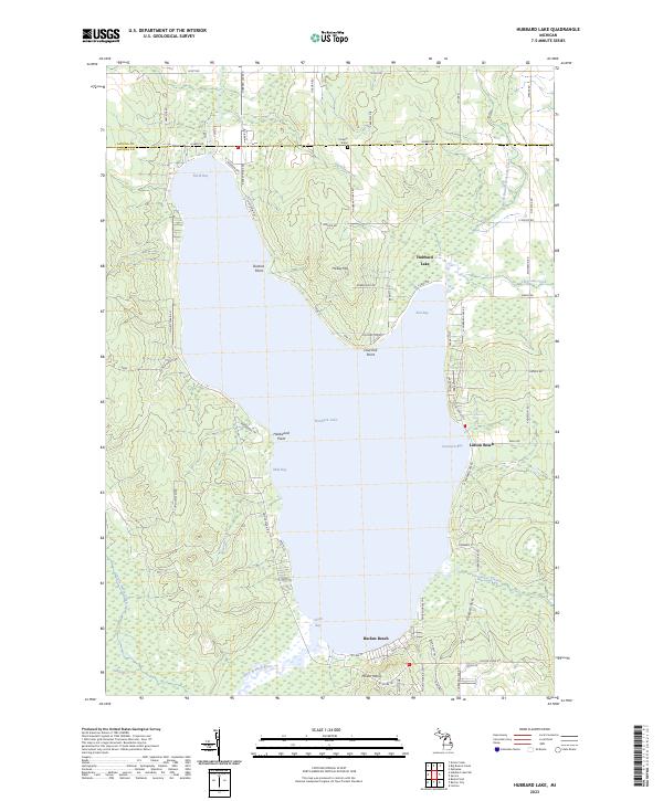 Hubbard Lake, MI — USGS 7.5-minute topo (2023)