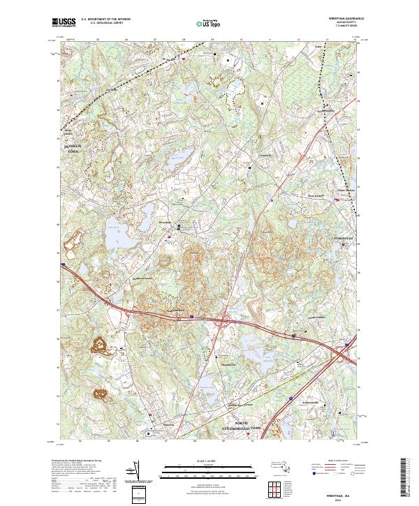 Wrentham, MA — USGS 7.5-minute topo (2024)