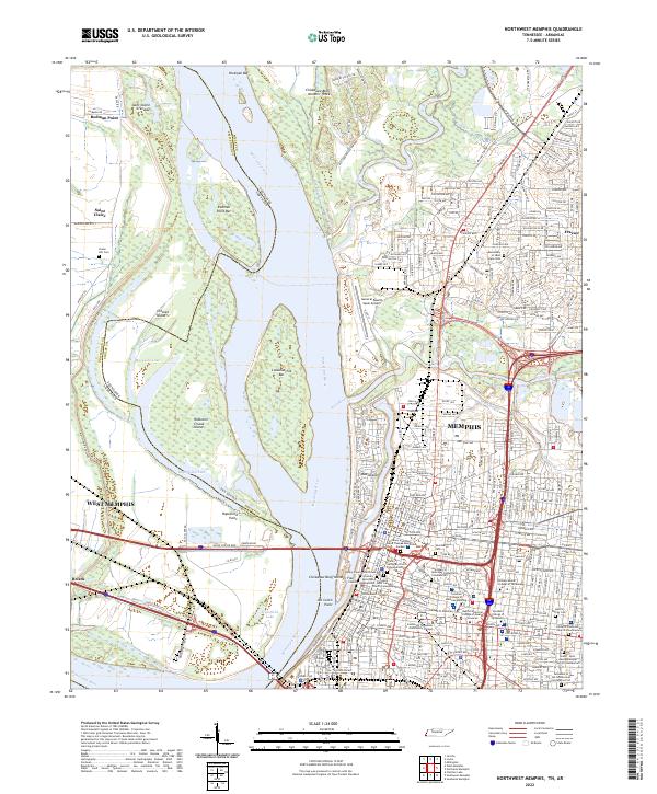 Northwest Memphis, TN-AR — USGS 7.5-minute topo (2022)