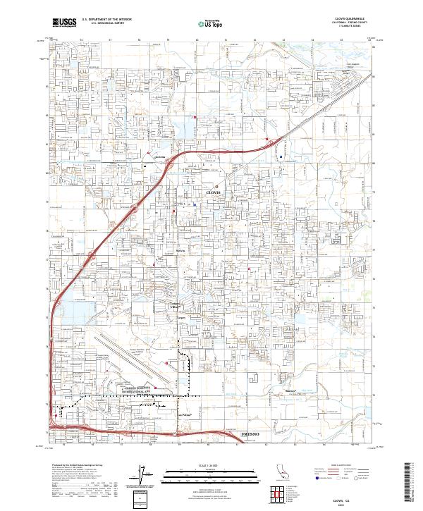 Clovis, CA — USGS 7.5-minute topo (2021)
