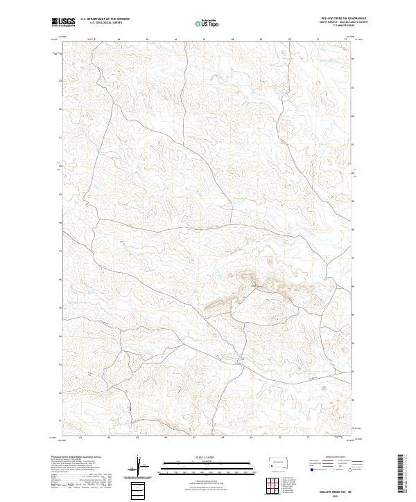 Willow Creek SW, SD — USGS 7.5-minute topo (2021)