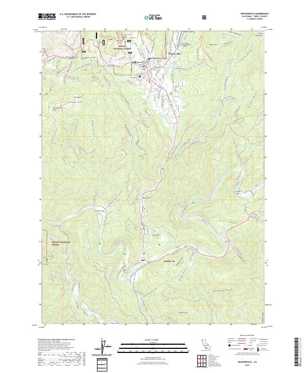 Weaverville, CA — USGS 7.5-minute topo (2022)