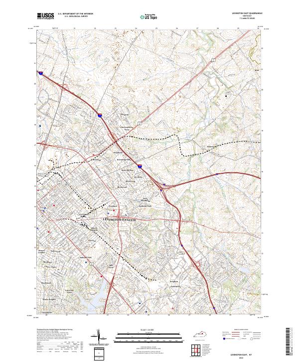 Lexington East, KY — USGS 7.5-minute topo (2022)