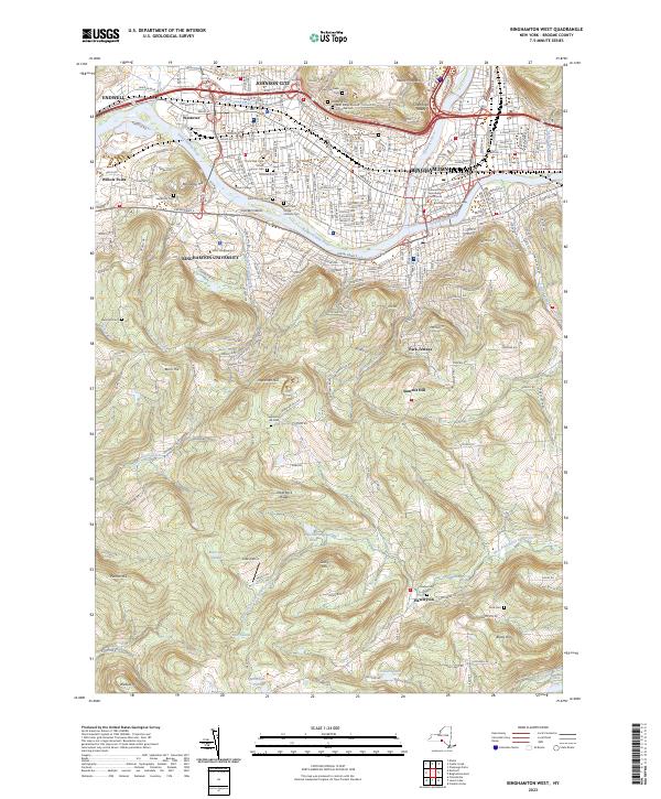 Binghamton West, NY — USGS 7.5-minute topo (2023)