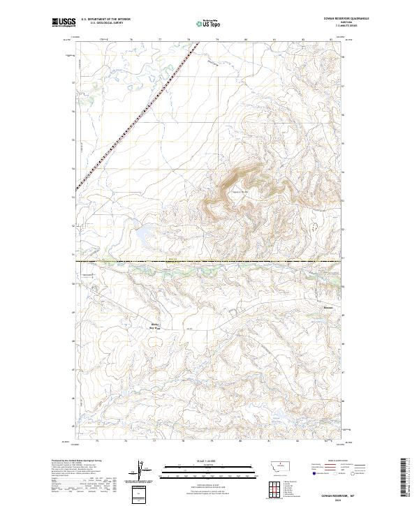 Cowan Reservoir, MT — USGS 7.5-minute topo (2024)