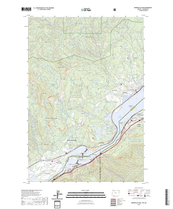 Bonneville Dam, OR-WA — USGS 7.5-minute topo (2024)