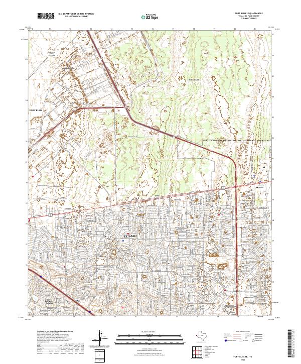 Fort Bliss SE, TX — USGS 7.5-minute topo (2022)
