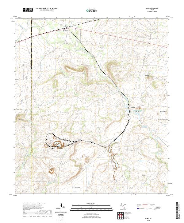 Cline, TX — USGS 7.5-minute topo (2022)