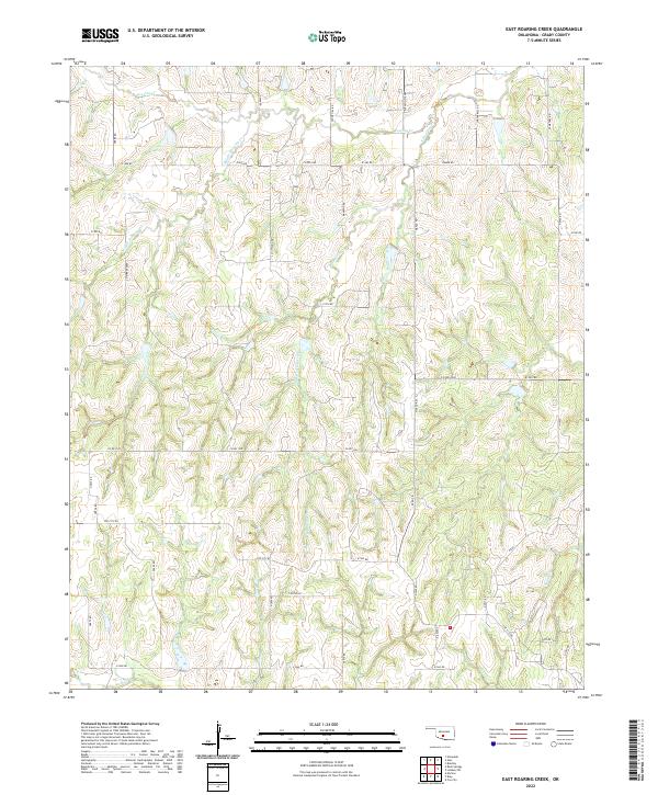 East Roaring Creek, OK — USGS 7.5-minute topo (2022)