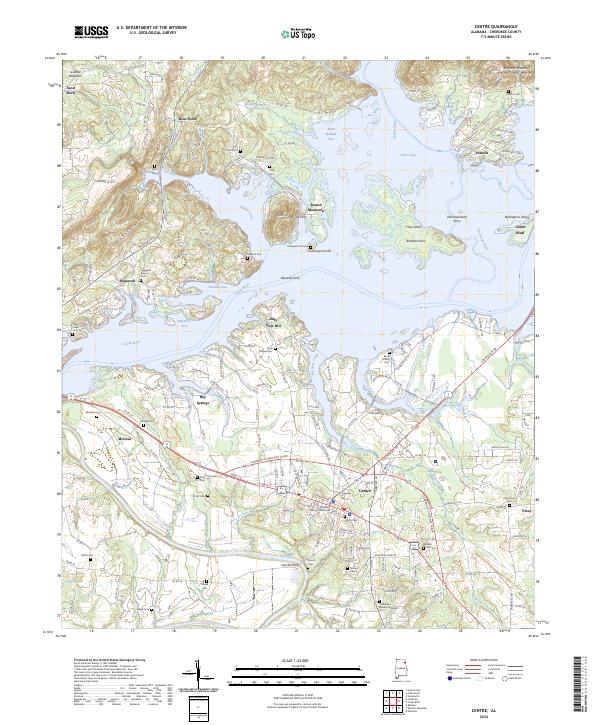 Centre, AL — USGS 7.5-minute topo (2024)