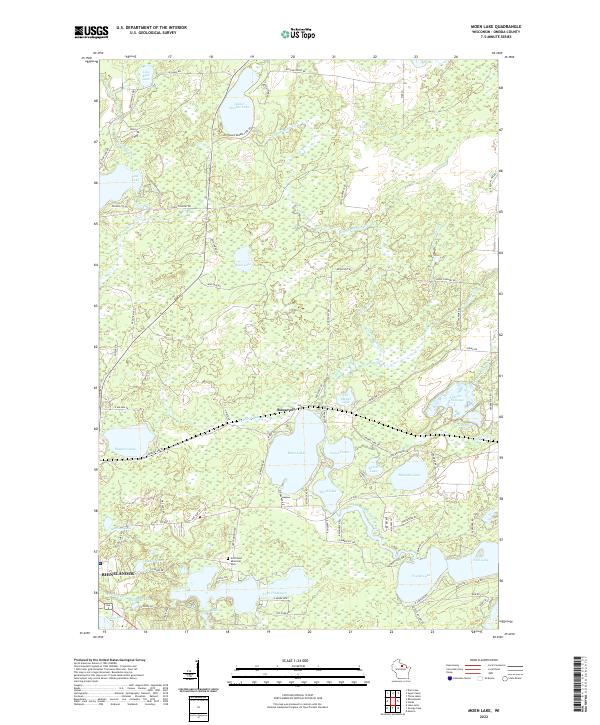Moen Lake, WI — USGS 7.5-minute topo (2022)